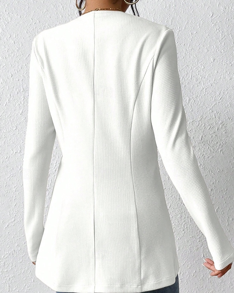 Mujer chaqueta Cómodo Botones Moda Plano Noche Fin de semana Botonadura Simple Regular Escote en Pico Ajuste regular Manga Larga Ropa de calle Negro Blanco Vino Otoño 2025 - $26.99 –P6