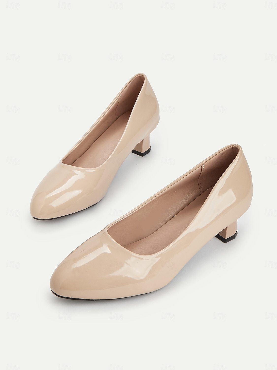 Scarpe eleganti da donna in similpelle nera verniciata con tacco medio - classiche décolleté con punta tonda per ufficio, abbigliamento business e chiesa. del 2026 a $26.99 –P1