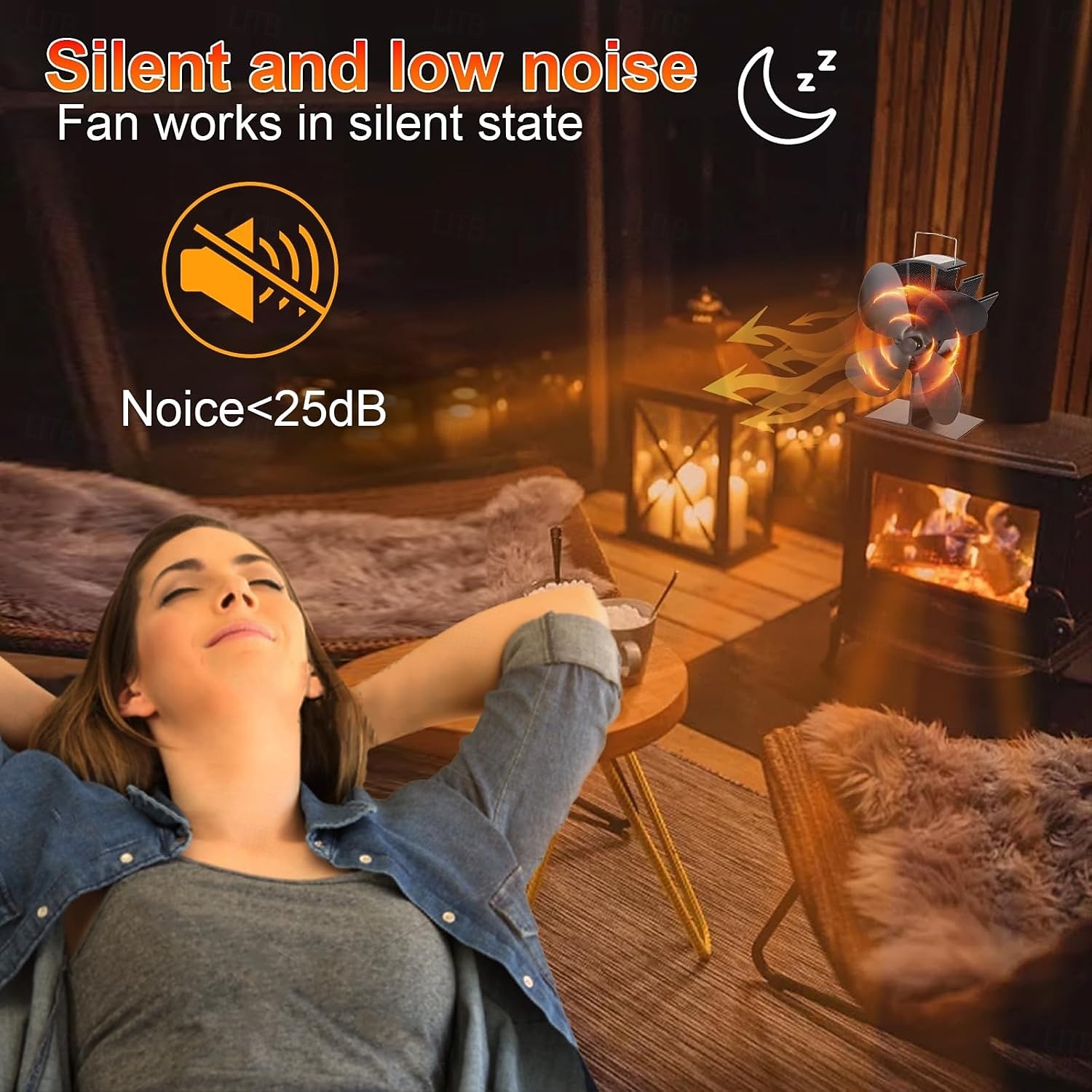 4-lapainen puuliesituuletin, lämpökäyttöinen takkatuuletin tehokkaaseen lämpimän ilman kiertoon, hiljainen toiminta, liesitarvikkeet puu-/puuliesiin, kestävä muotoilu 2026 - $82.99 –P7