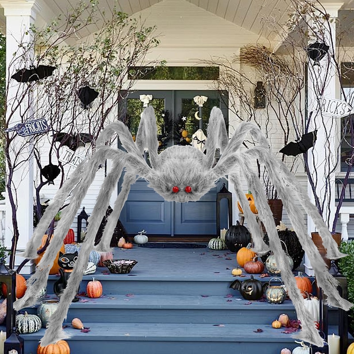 Halloween Decoration Outdoor Spider Large Giant Spider Scary Spiders Garden  Horror Decorations Scary Stretchy Giant Spider for Yard, Patio, Lawn,  Garden, Window, White Grey 2025 - GBP £17.49, image size:1500x1500
