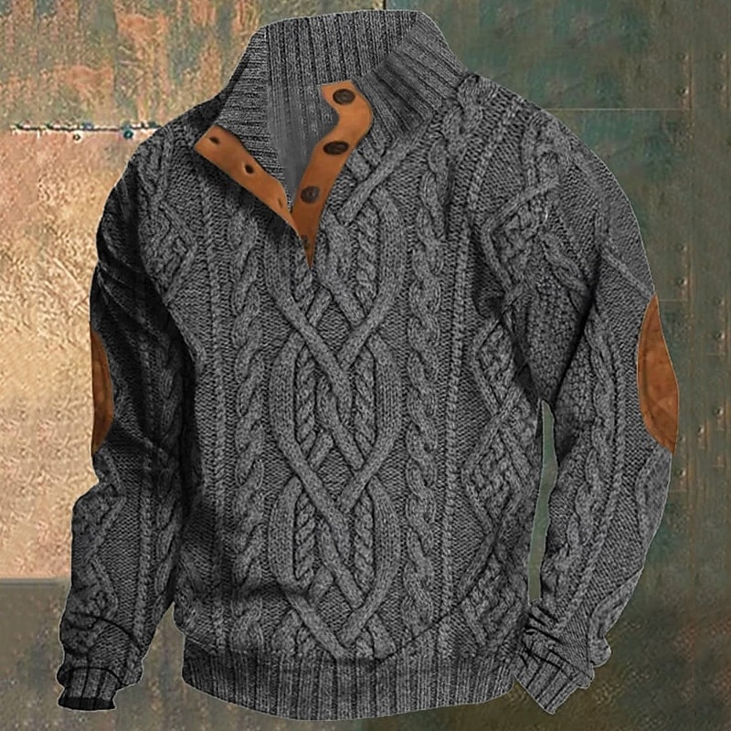 Herr Pullover tröja Stickad tröja Ribbad Sticka Vanliga toppar Lappverk Stickat Färgblock Hög krage Mode Grundläggande Semester Dagliga kläder Kläder Höst Vinter Svart Mörkgrå M L XL 2025 - $51.99 –P1