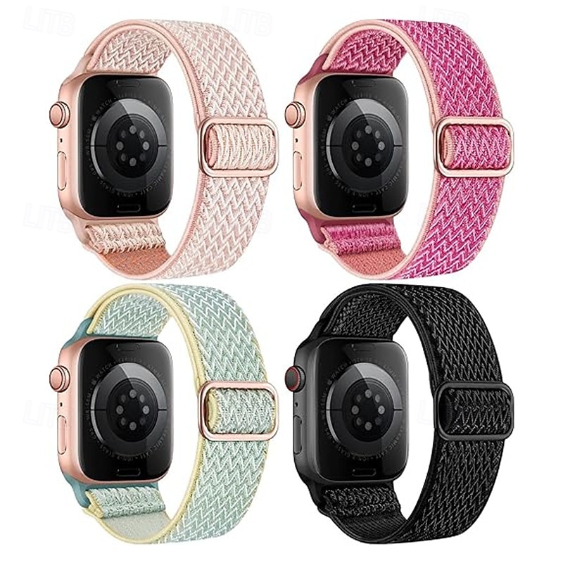 4 pacotes Pulseira Esportiva Compatível com Pulseira Apple Watch 38mm 40mm 41mm 42mm 44mm 45mm 49mm Entrançado Elástico Respirável Náilon pulseira de substituição para iwatch Ultra 2 Series 9 8 7 SE de 2026 por $17.99 –P2