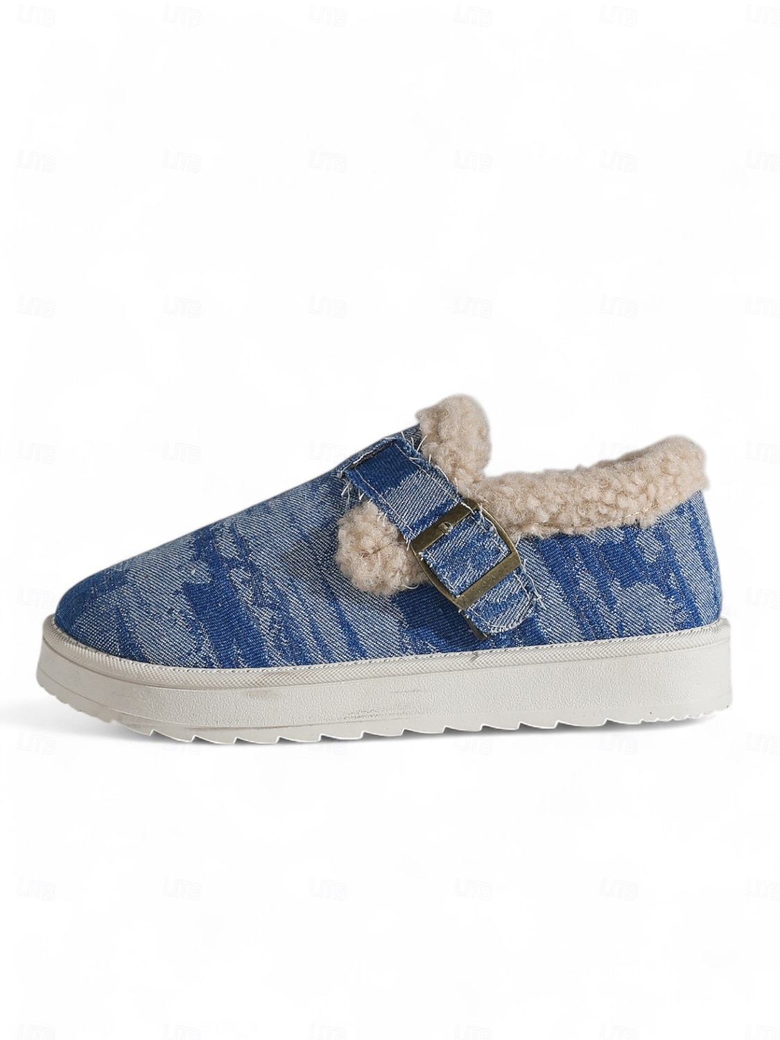 Botines de nieve para mujer con forro polar vaquero: zapatos de invierno cálidos e informales sin cordones con correa de velcro para viajes y paseos al aire libre. 2026 - $32.99 –P1