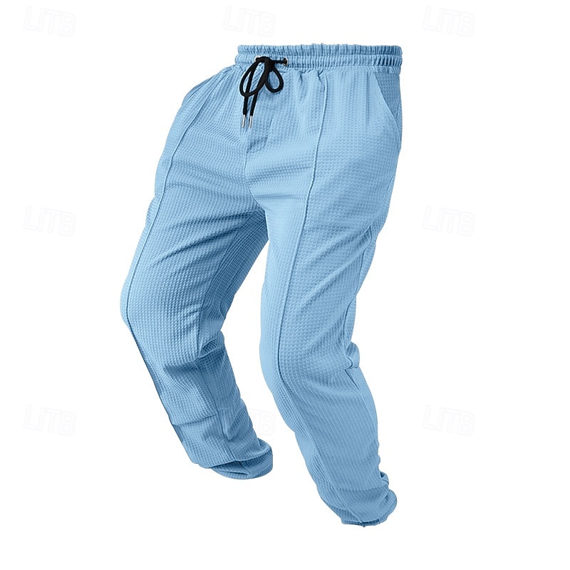 Hombre Pantalones de Deporte Pantalones Pantalones deportivos de pierna recta Pantalones de gofres Correa Bolsillo Cintura elástica Plano Comodidad Deporte Diario Moda Casual Negro Blanco 2026 - $21.99 –P7