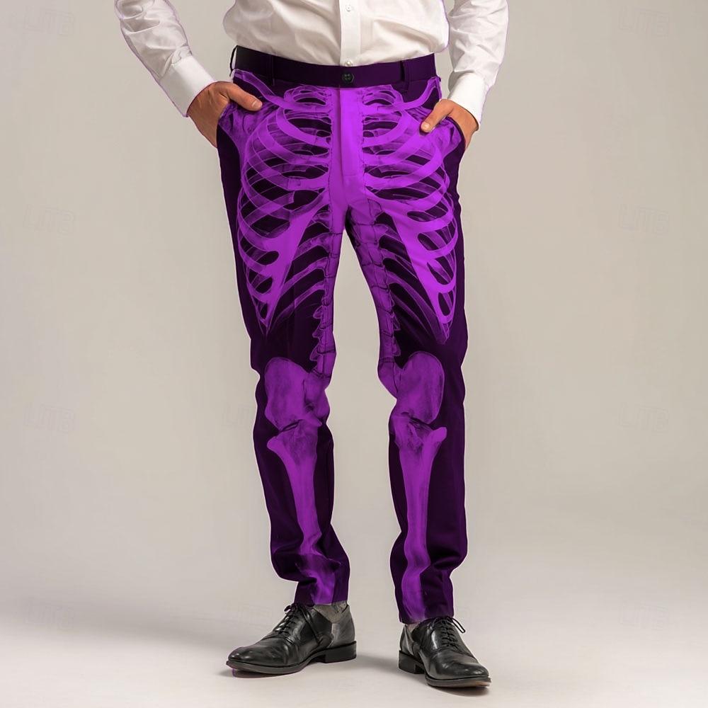 Pantaloni Costumi Scheletro da Uomo Pantaloni Eleganti Pantaloni da Abito Vita Media Casual All'aperto Scadenza Pantaloni Slim Fit con Tasche Primavera Autunno 3D Stampati Bianco Viola Arancione del 2026 a $33.99 –P3