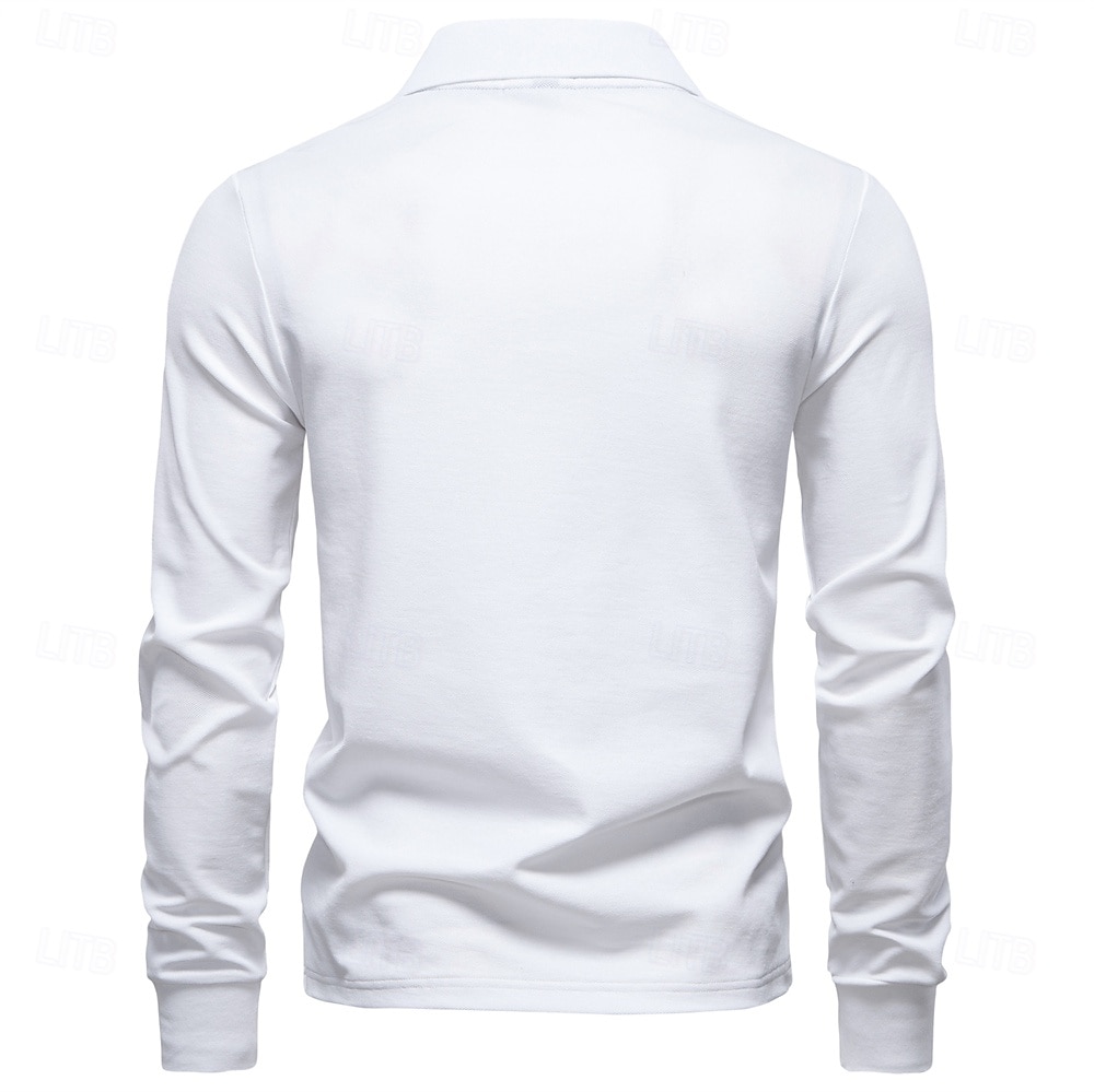 Herre Polo Arbeid Virksomhet Aftæpning Langermet Fritid Bekvem عادي Broderi Fargeblokk Alle årstider Normal Svart Hvit Mørk Marineblå Militærgrønn Lyseblå Polo 2026 - $21.99 –P22