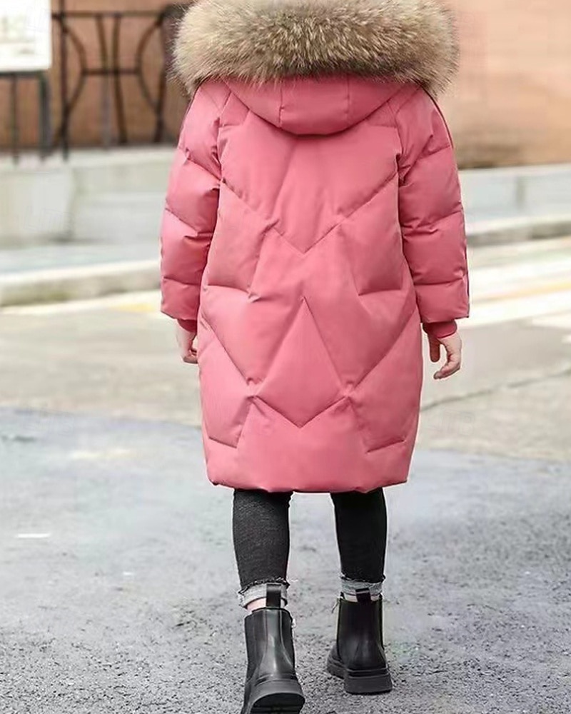 Copii Fete Jos Culoare solidă Modă Γούνινος Γιακάς Fermoar Buzunar Școală Palton Îmbrăcăminte exterioară 4-12 ani Iarnă Negru Roz Îmbujorat Roșu-aprins 2025 - $35.99 –P4