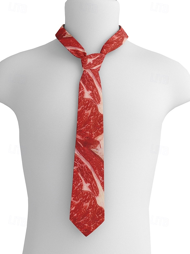Herren-Halloween-Krawatte mit Fleisch-Print – lustiges und einzigartiges Steak- und Speck-Design, perfekt für Halloween-Partys und Kostümveranstaltungen 2025 - $11.99 –P4
