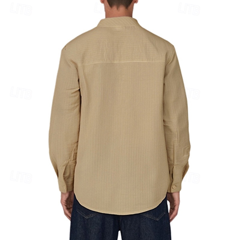 Per uomo Camicia Camicia Estiva Camicia casual Camicia da Spiaggia Camicia con Bottoni Nero Bianco Kaki Azzurro Manica Lunga A righe Colletto alla coreana Vacanza Camicia hawaiana Abbigliamento del 2025 a $28.99 –P11