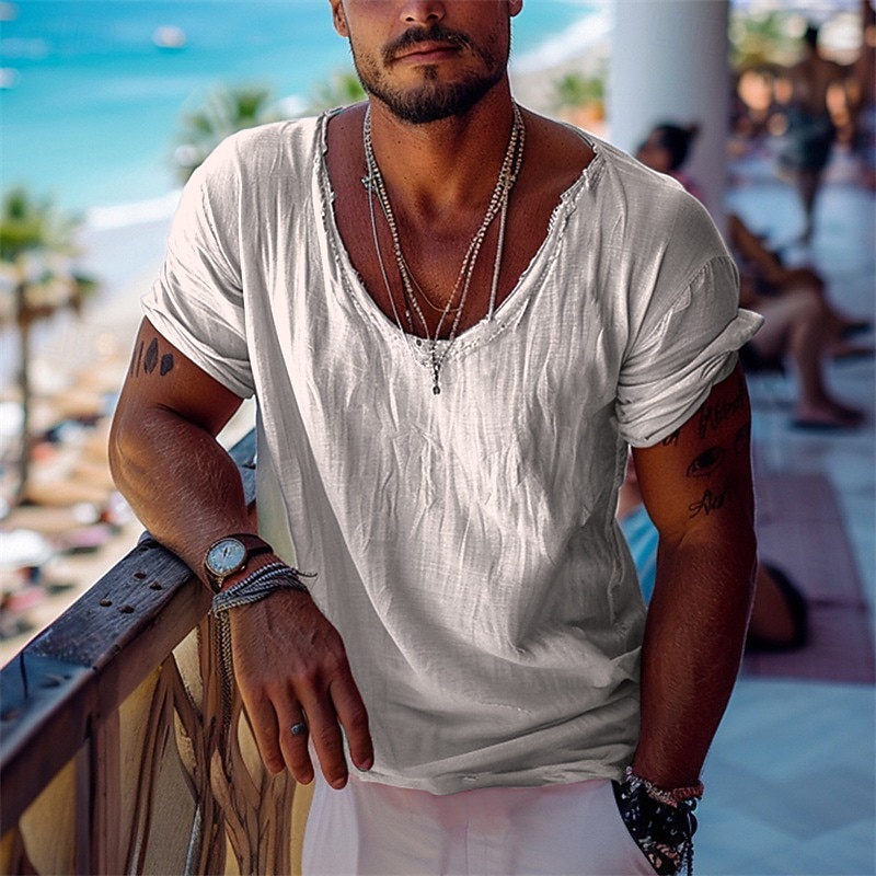 Ανδρικά Μπλουζάκι Κοντομάνικα Κοντομάνικο μπλουζάκι Μπλουζάκι μπλουζάκι Κοντομάνικο Λαιμόκοψη V Καλοκαίρι Σκέτο Μοντέρνα Υψηλής Ποιότητας Βασικό Κλασσικό Διακοπές Δρόμος Εξόδου 2026 - $19.99 –P5