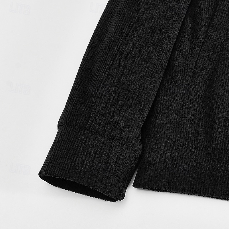 Homens jaqueta leve Jaqueta de Veludo Jaqueta Carga Jaqueta casual Férias Diário Respirável Bolsos Primavera Outono Tecido Moda Clássico Colarinho Chinês Padrão Adamascado Preto Verde Escuro Marron de 2025 por $32.99 –P10