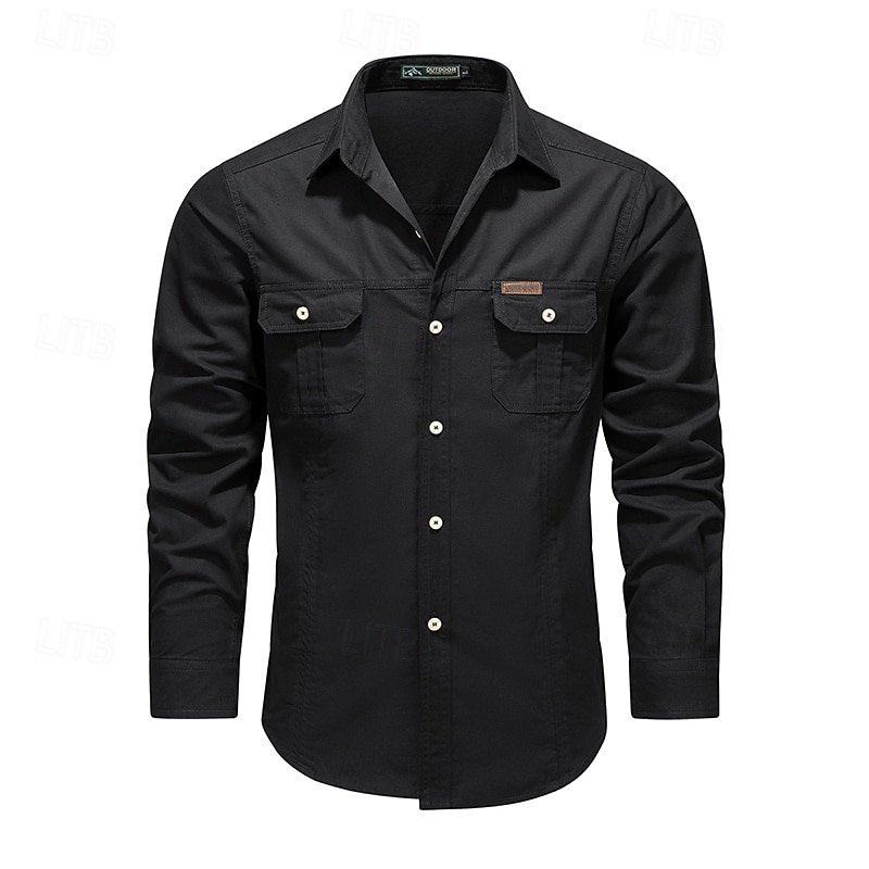 Hombre camisa cargo Camisa para senderismo Manga Larga Cuello Vuelto Camiseta Al aire libre Transpirable Primavera Otoño Algodón Negro Verde Ejército Caqui Caza Rutina de ejercicio Viaje 2026 - $32.99 –P3