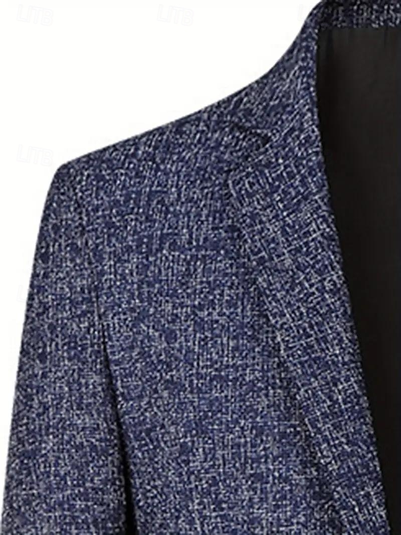 Homens Jaqueta Blazer Colar de entalhe Moda Cor Sólida Blazer Azul Escuro Fino Dois botões de peito simples de 2025 por $80.99 –P4