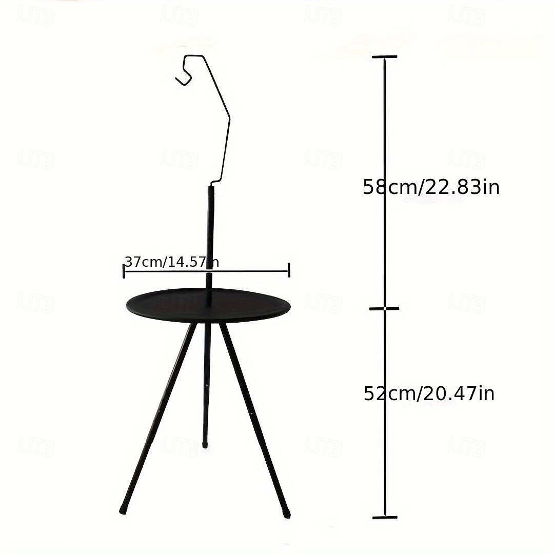 tragbarer schwarzer Outdoor-Tisch mit Lampenständer – klappbar, Eisenkonstruktion, lässiger Stil, inklusive Aufbewahrungstasche, kleiner Outdoor-Tisch 2026 - $21.99 –P2