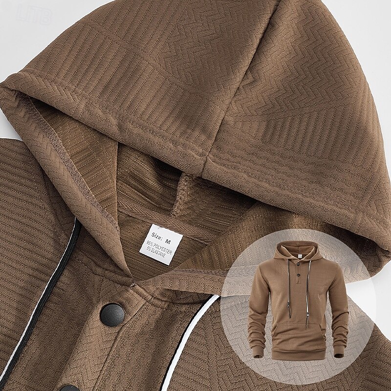 Hombre Sudadera Sudadera Con Capucha Sudadera con capucha de lana Sudadera con capucha forrada de polar Negro Blanco Amarillo Azul Marino Café Con Capucha Plano Con Texturas Deporte Casual Diario 2025 - $23.99 –P9