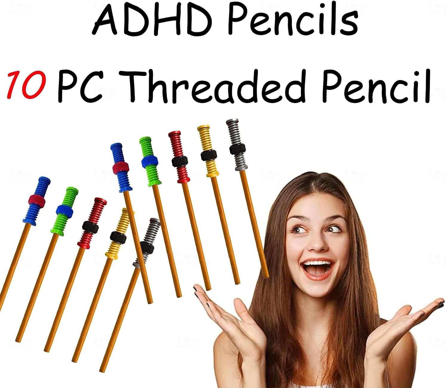 Penna a dado con dado per la decompressione, 10 pezzi, matita filettata per ADHD, strumento sensoriale silenzioso, penna rotante antistress, perfetta per scuola, ufficio, forniture per la casa del 2025 a $24.99 –P2