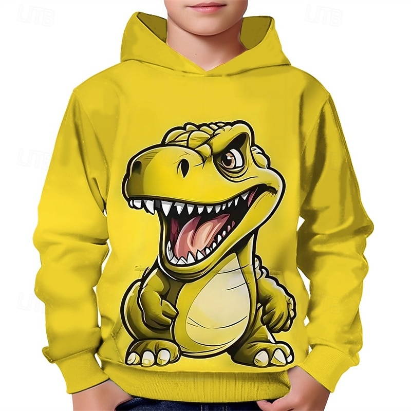 Pojkar 3D Dinosaurie Huvtröja Långärmad Vår Höst Mode Streetwear Barn 4-12 år Huva Utomhus Ledigt Dagligen Normal 2025 - $18.99 –P3