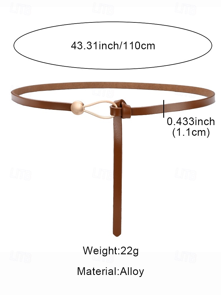 Women's Skinny PU Leather Wrap Belt – Adjustable Gold-Tone Ring & Ball Buckle Waist Cincher, Minimalist Style for Dresses, Blazers & Coats, Perfect for Work, Date Night & Party Outfit 2026 - $7.99 –P8