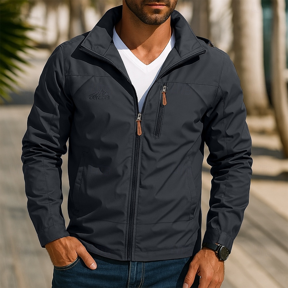 Per uomo Giacca da Esterno Giacca Tattica Giacca antivento Streetwear Casuale Impermeabile Antivento Tasca Primavera Autunno Tinta unica Casual Collo ripiegato Regolare Nero Blu marino Cachi Verde del 2026 a $42.99 –P3