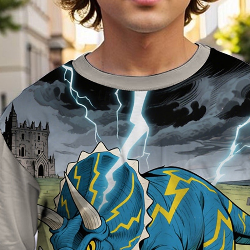 Хэллоуин Мальчики 3D Динозавр Футболка Длинный рукав Весна Осень Мода Классический Дети 4-12 лет Вырез под горло на открытом воздухе Повседневные Стандартный 2025 - €12.25 –P2