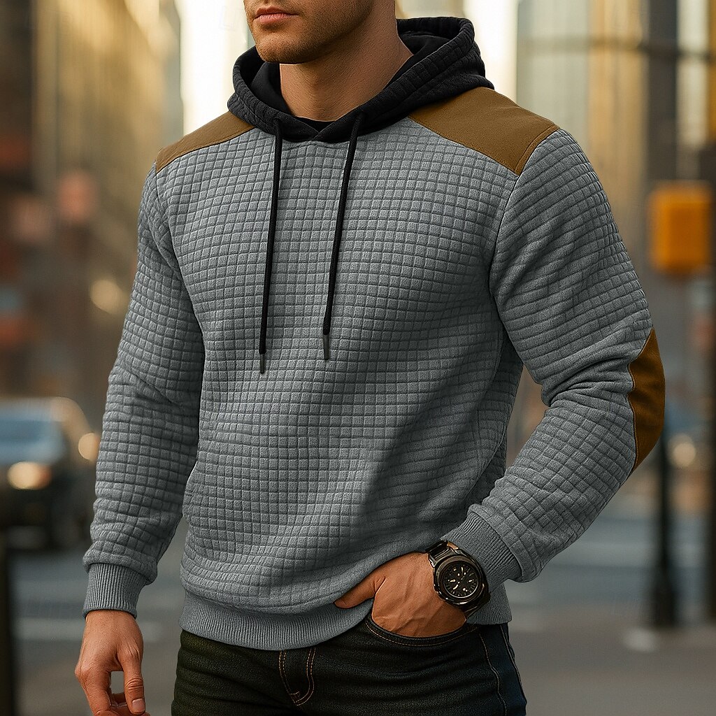 Hombre Sudadera Sudadera con capucha y diseño de gofres Sudadera Con Capucha Albaricoque Negro Verde Ejército Gris Claro Con Capucha Plano Retazos Bloque de Color Deporte Casual Diario Ropa de calle 2025 - $27.99 –P3