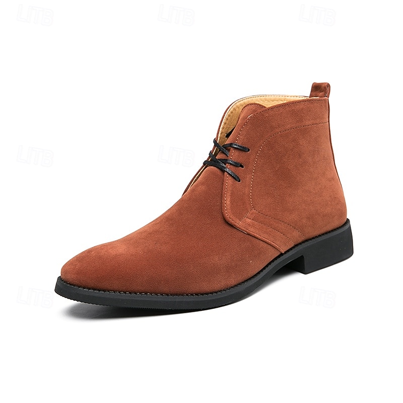 Bottines chukka en similicuir marron pour homme avec fermeture à lacets, bottines décontractées pour un usage quotidien, professionnel et semi-formel de 2025 ? $46.99 –P2