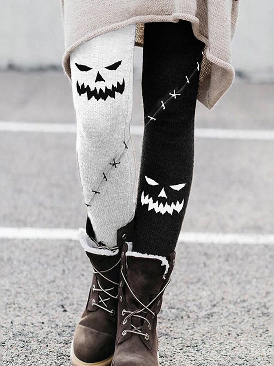 Dam Byxor Damasker Mysiga leggings Streetwear Ledigt Fullängd Hög midjaPantsHalloween Pumpa Elastisk midja Mönster Mateial som andas Bekväm Elastisk Semester Gata Dagliga kläder Vit Purpur Orange 2025 - $23.99 –P2