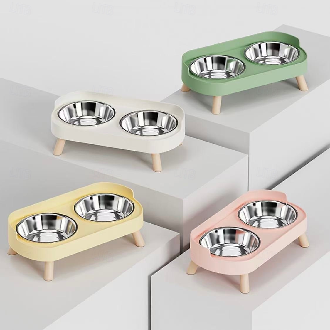 stazione di alimentazione rialzata per animali domestici con doppie ciotole, ciotola alta per acqua e cibo, acciaio inossidabile, vari colori per gatti e cani del 2026 a $23.99 –P1