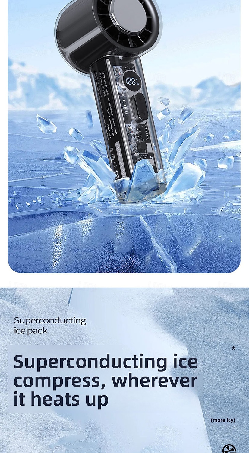 Bærbar håndholdt vifte - 100-trinns turbokjølende USB-oppladbar mini-personlig vifte for reisecamping &utendørs bruk 2025 - $19.99 –P10