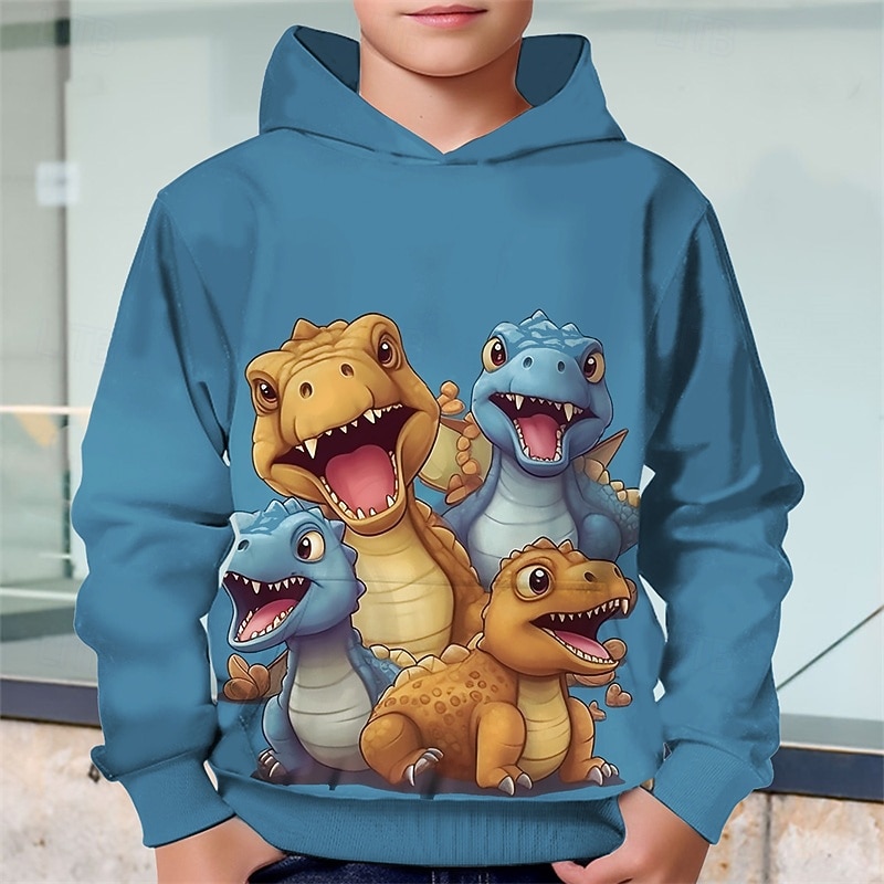 Pojkar 3D Dinosaurie Huvtröja Långärmad Vår Höst Mode Streetwear Barn 4-12 år Huva Utomhus Ledigt Dagligen Normal 2025 - $18.99 –P2