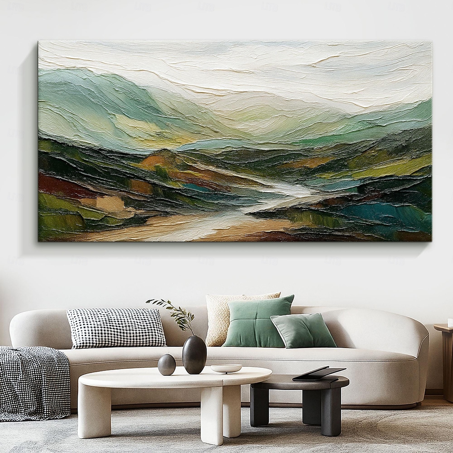 Pintura a óleo original de montanha sobre tela 3D, arte verde, pintura minimalista de paisagem, textura abstrata, arte de parede verde, decoração de parede grande de 2026 por $36.99 –P3