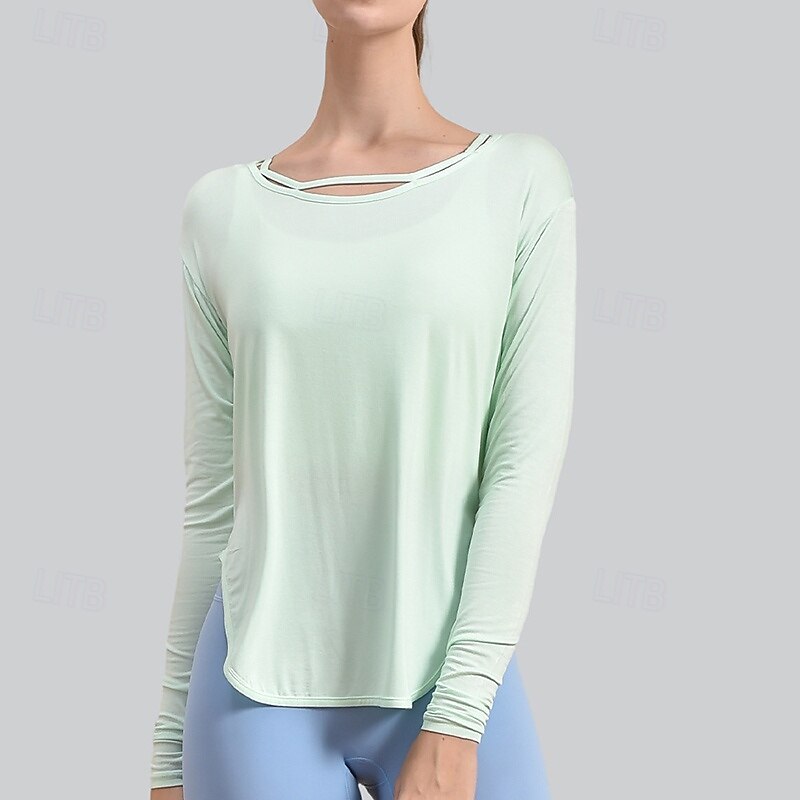 Damskie Koszulki do jogi Topy treningowe Półgolf Oddychający Długi rękaw Sport Jednokolorowe Top Dla Siłownia Bieganie Zdatność Odzież sportowa 2026 - $21.99 –P5