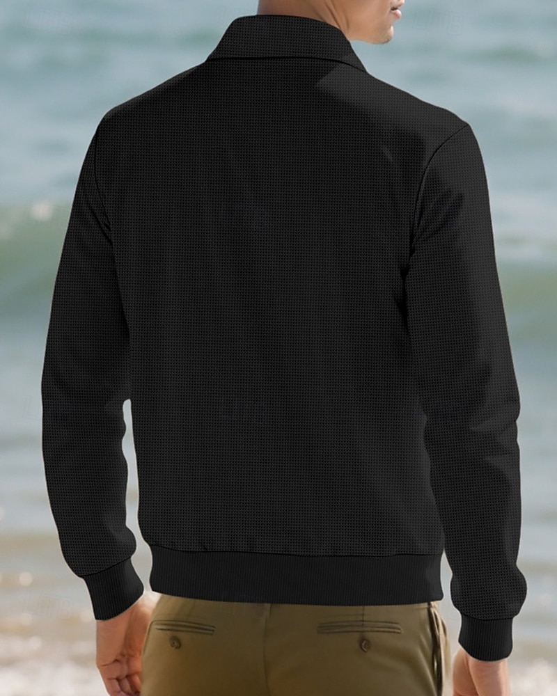 Homens jaqueta leve Jaqueta Waffle Jaqueta casual Férias Diário Respirável Bolsos Primavera Outono Tecido Moda Clássico Lapela Padrão Preto Branco Azul Royal cáqui Cinzento Casaco de 2026 por $21.99 –P11