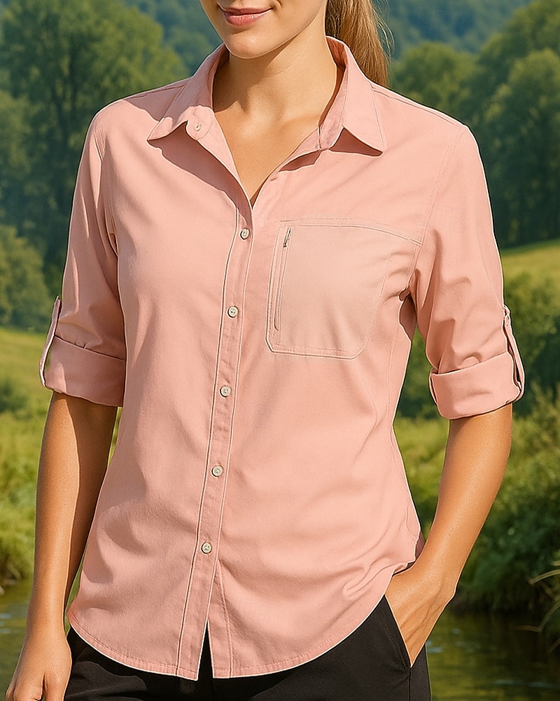 Per donna Maglietta informale cima dell'escursionismo Manica Lunga Collo ripiegato Top Esterno Traspirante Primavera Autunno Poliestere Bianco Rosa Verde militare Tennis Golf Corsa del 2026 a $24.99 –P3