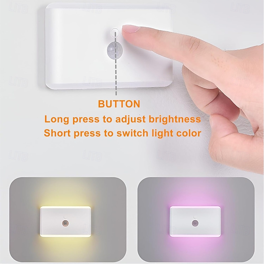 Перезаряжаемый светодиодный ночник с регулируемой яркостью, меняющий цвет, подсветка для лестницы, датчик движения для помещений, ночник RGB для прихожей, спальни, детской комнаты, кухни, лестницы, 2026 - $22.99 –P7