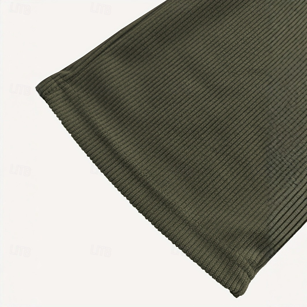 Men's Corduroy Pants Trousers Slacks Casual Pants Drawstring Elastic Waist Front Pocket Plain Comfort Full Length Outdoor Vacation Home Vacation Fashion Loose Fit Green Stretchy 2026 - $21.99 –P4