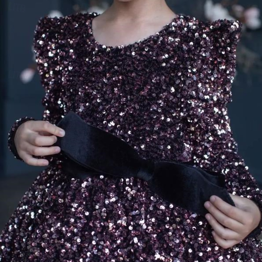 Kinder Mädchen Partykleid Einfarbig Langarm Leistung Netz Prinzessin Süß Netzstoff Knöchellang Etui-Kleid Tüllkleid Sommer Frühling Herbst Kinder Schwarz Weiß Wein 2025 - $79.99 –P15