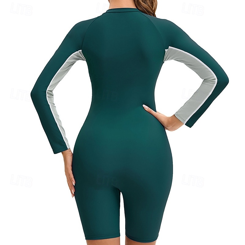 Femmes Maillot de bain Maillot Anti UV Protection Solaire UV UPF50+ manche longue Maillot de Bain Zip Up Natation Surf Patchwork Été Printemps Automne de 2025 ? $27.99 –P16