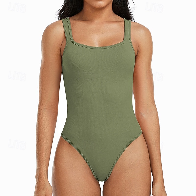 Dam Träningsdräkt One Piece Romper Ensfärgat Kroppsdräkt risvit Svart Gym Träning Löpning Andningsfunktion Magkontroll Ärmlös Sport Sportkläder 2025 - $17.99 –P5