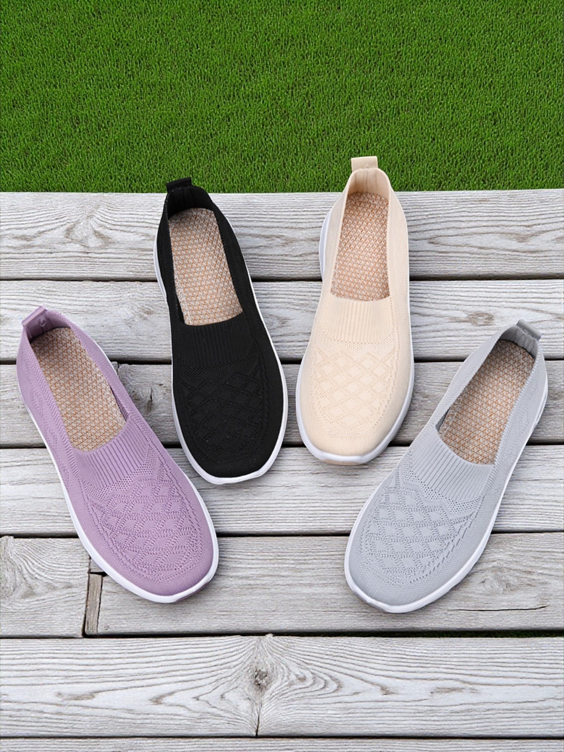 Dámské béžové pohodlné tenisky s flyknit nazouvací – lehké prodyšné boty do parku, na pochůzky i na každodenní nošení 2025 - $24.99 –P6