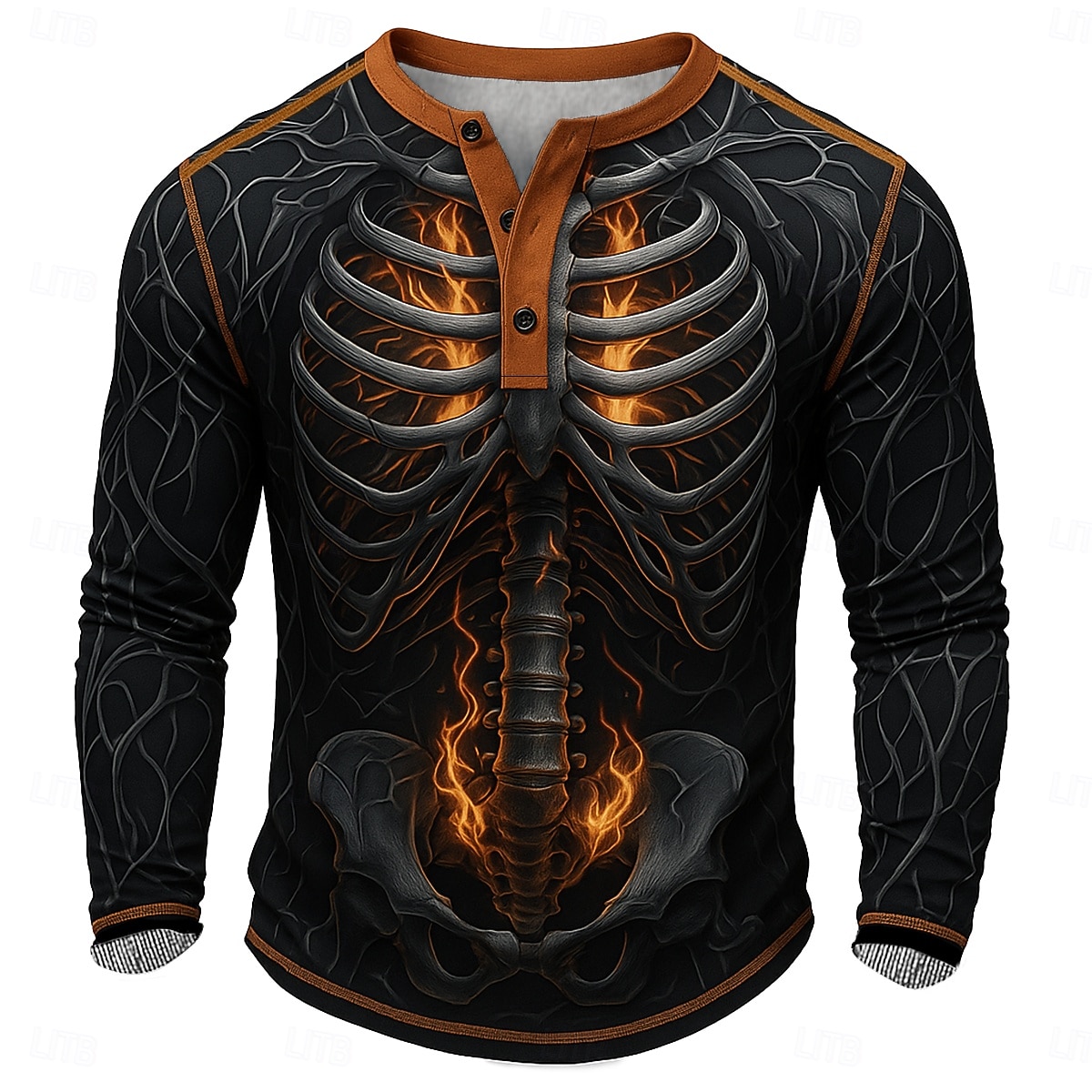 Chemise crâne pour hommes Chemise Henley Tee à manches longues Mode vintage Designer Esprit Fête Printemps et Automne Toutes saisons Rouge Vert Kaki Gris Henley Henley de 2026 ? $25.99 –P4