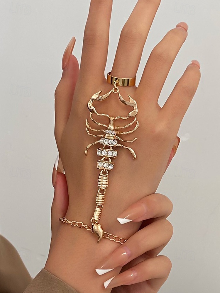 Halloween-armband met schorpioenvormige strasssteentjes voor dames, stoere punkstijl, perfect voor feestoutfits en gewaagde kostuums 2025 - $9.99 –P1