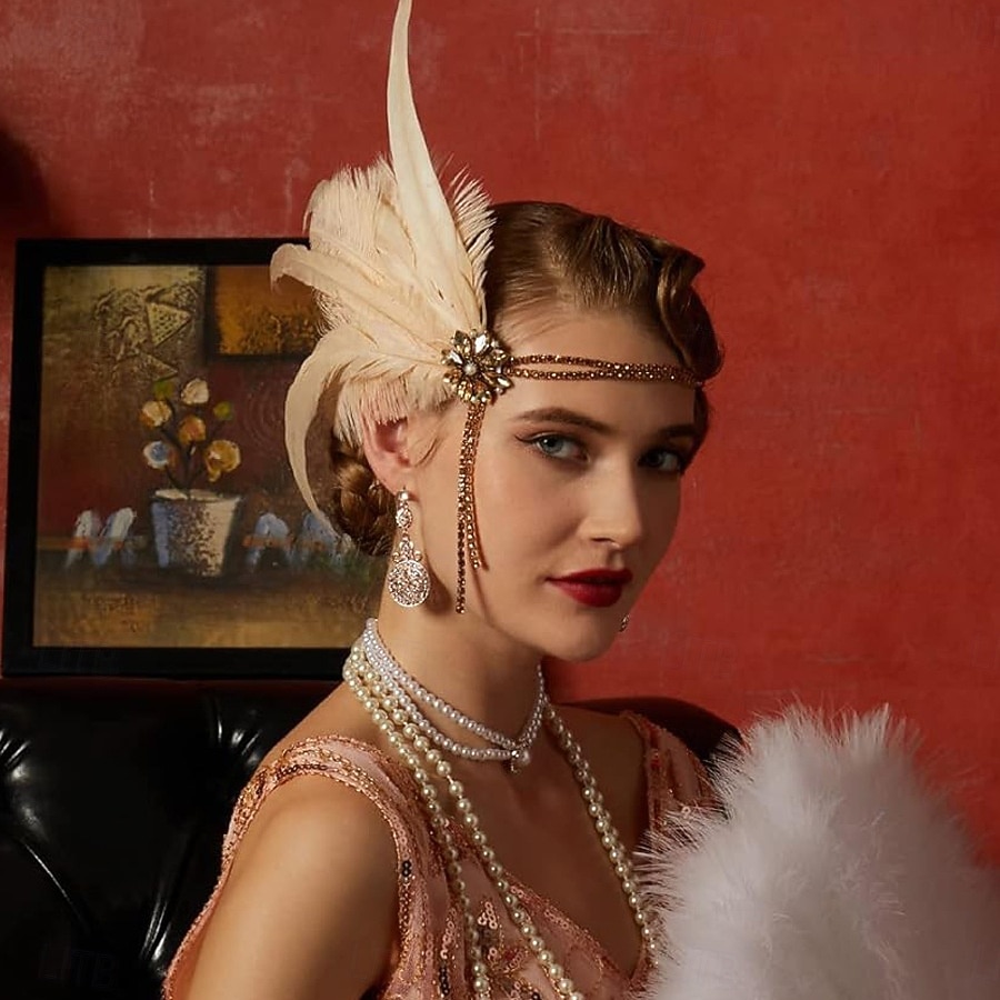 Cerchietto con piume da donna anni '20 con fiore di strass - accessorio per capelli vintage in stile flapper in stile Gatsby del 2025 a $24.99 –P1