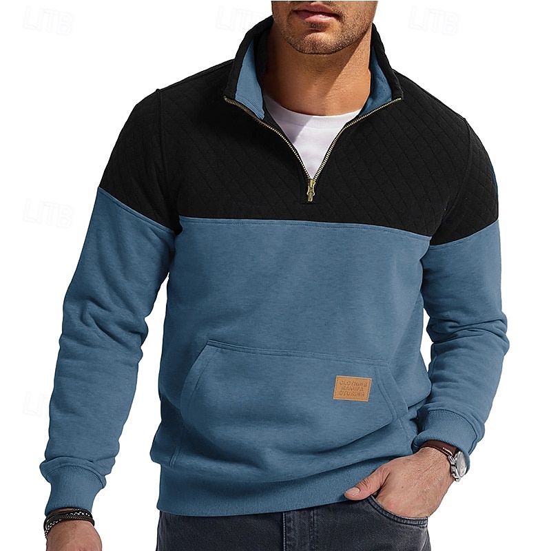 Per uomo Maglia Felpa con zip corta Vino Verde militare Blu Reale Marrone Cachi Mezza zip Blocco di colori Semplice Mezza cerniera Sport & Outdoor Quotidiano Ferie Vintage Streetwear Casual Autunno del 2026 a $35.99 –P10