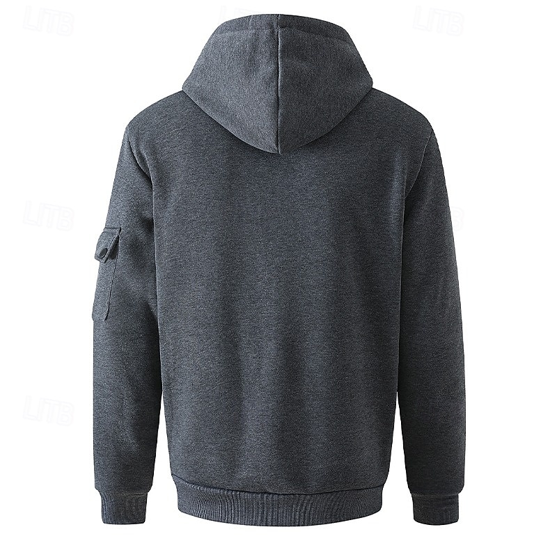Per uomo Felpa con cappuccio Felpa con cappuccio a zip intera Felpa con cappuccio in pile Felpa con cappuccio tattica Nero Verde militare Blu marino Cachi Grigio chiaro Con Cappuccio Semplice Cerniera del 2025 a $23.99 –P7