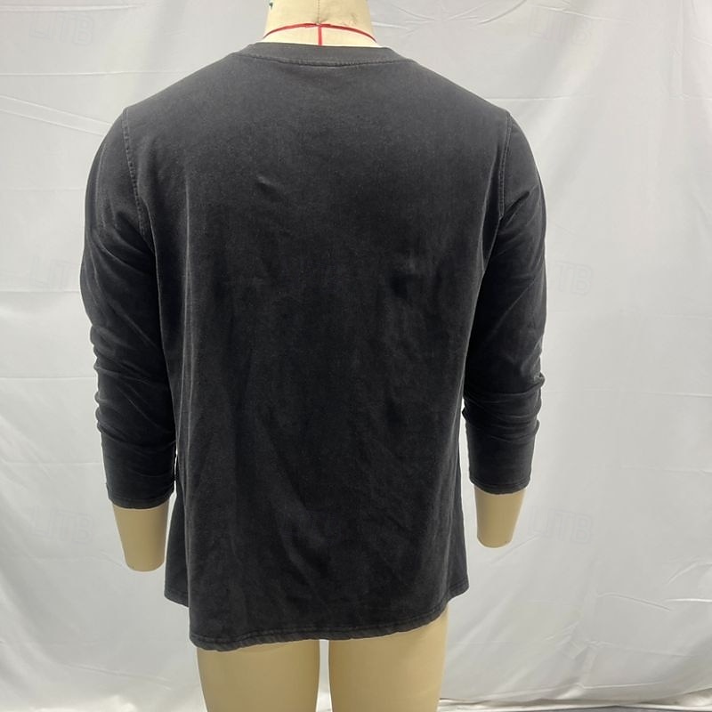 Herren Henley Hemd T-Shirt Langarmshirt Langarm Henley Herbst Winter Retro Mode Designer Nostalgisch Mode Jahrgang Urlaub Straße Ausgehen Marineblau Schwarz Hellgrün Top T-Shirt für Herren 2025 - $29.99 –P3