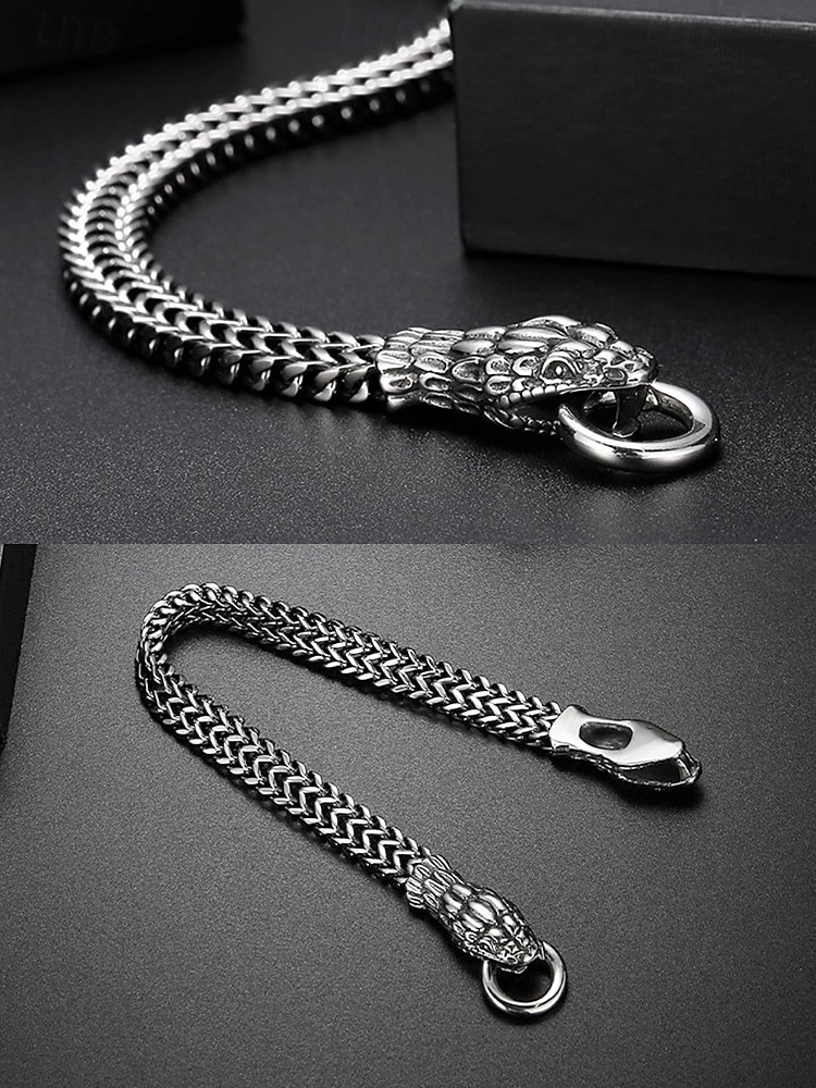 Halloween-armbånd med slangehode til herre – gotisk punk-kjede i rustfritt stål med armbåndsmykker til fester, cosplay og uteliv 2025 - $9.99 –P5