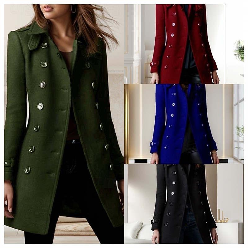 نسائي جاكيت كاجوال الدفء مريح جيب Buttons موضة الخارج سهل مناسب للخارج عطلة نهاية الاسبوع سحاب عادية Lapel عادي كم طويل ملابس خارجية أسود نبيذ أزرق الخريف الشتاء 2025 - $17.99 –P5