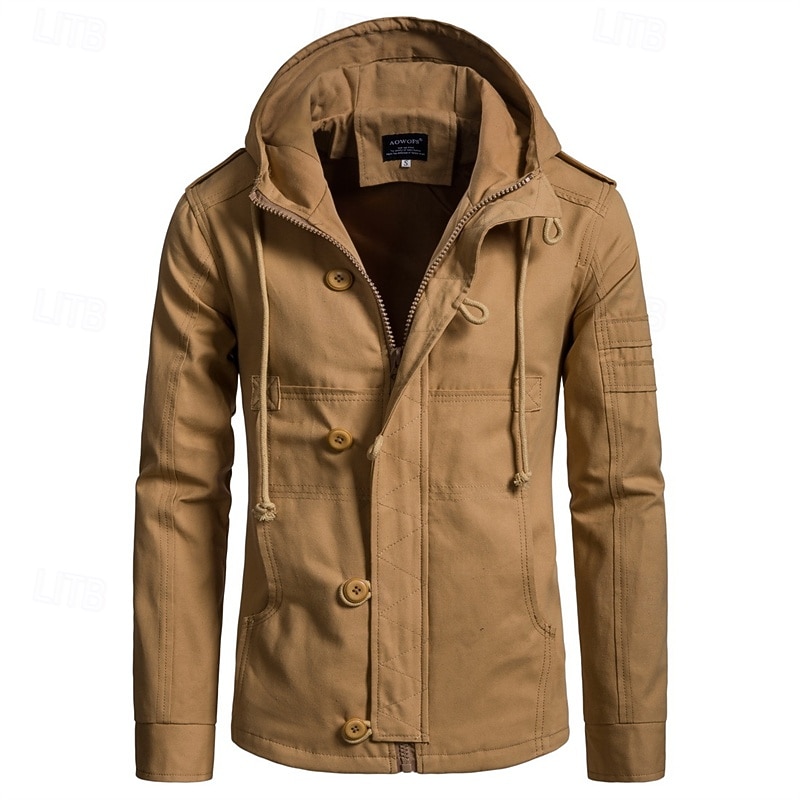 Per uomo Cappotto da marinaio Trench Vacanza Quotidiano Autunno Inverno Misto Cotone Calore Termico Capispalla Abbigliamento Moda Classico Semplice Tasca Con Cappuccio Cerniera del 2025 a $61.99 –P3