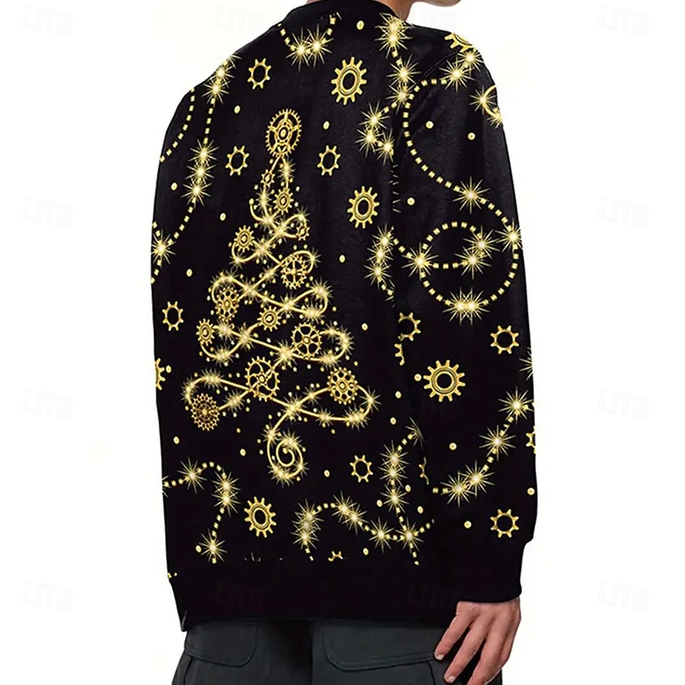 Jul Herr Julgran Pullover tröja Stickat Rund halsringning Ledigt Semester Gata Dagligen 3D-utskrift Stickat Håller värmen Långärmad Vår Höst Vinter Svart 2025 - $28.99 –P3